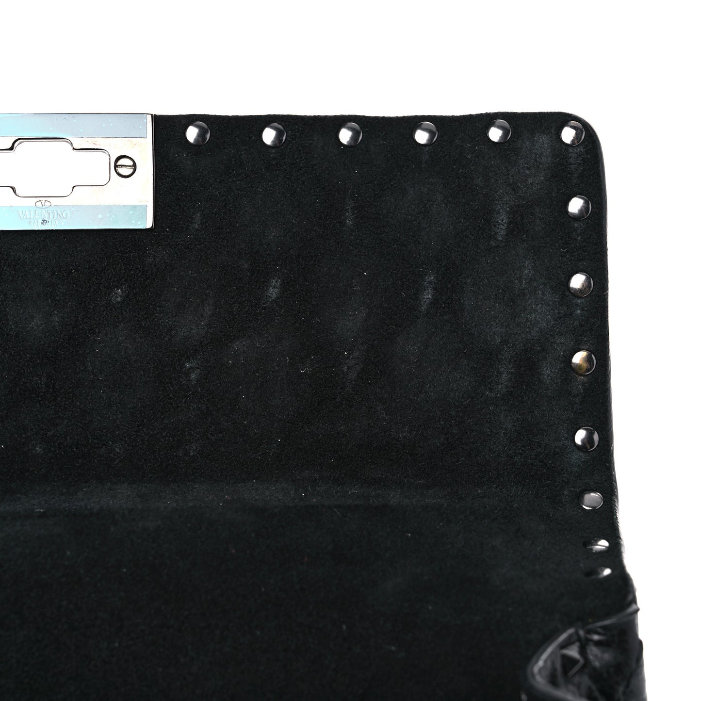 Craquele Nappa Medium Rockstud Spike Shoulder Bag Black