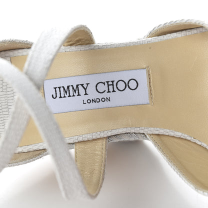Jimmy Choo Snakeskin Embossed Cork Alanah Wedge Sandals 39.5 Latte 7 of 8