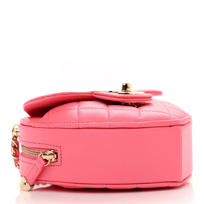 Chanel Lambskin Quilted CC In Love Heart Clutch With Chain Pink 4 of 11