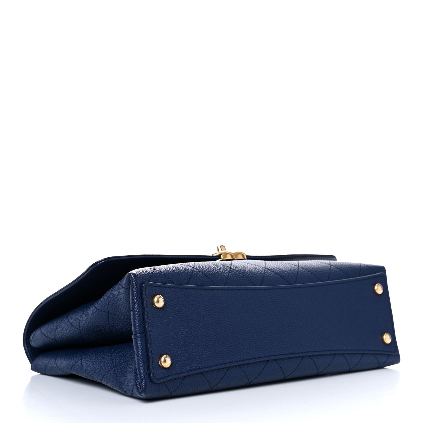 Caviar Diamond Stitched Top Handle Flap Navy