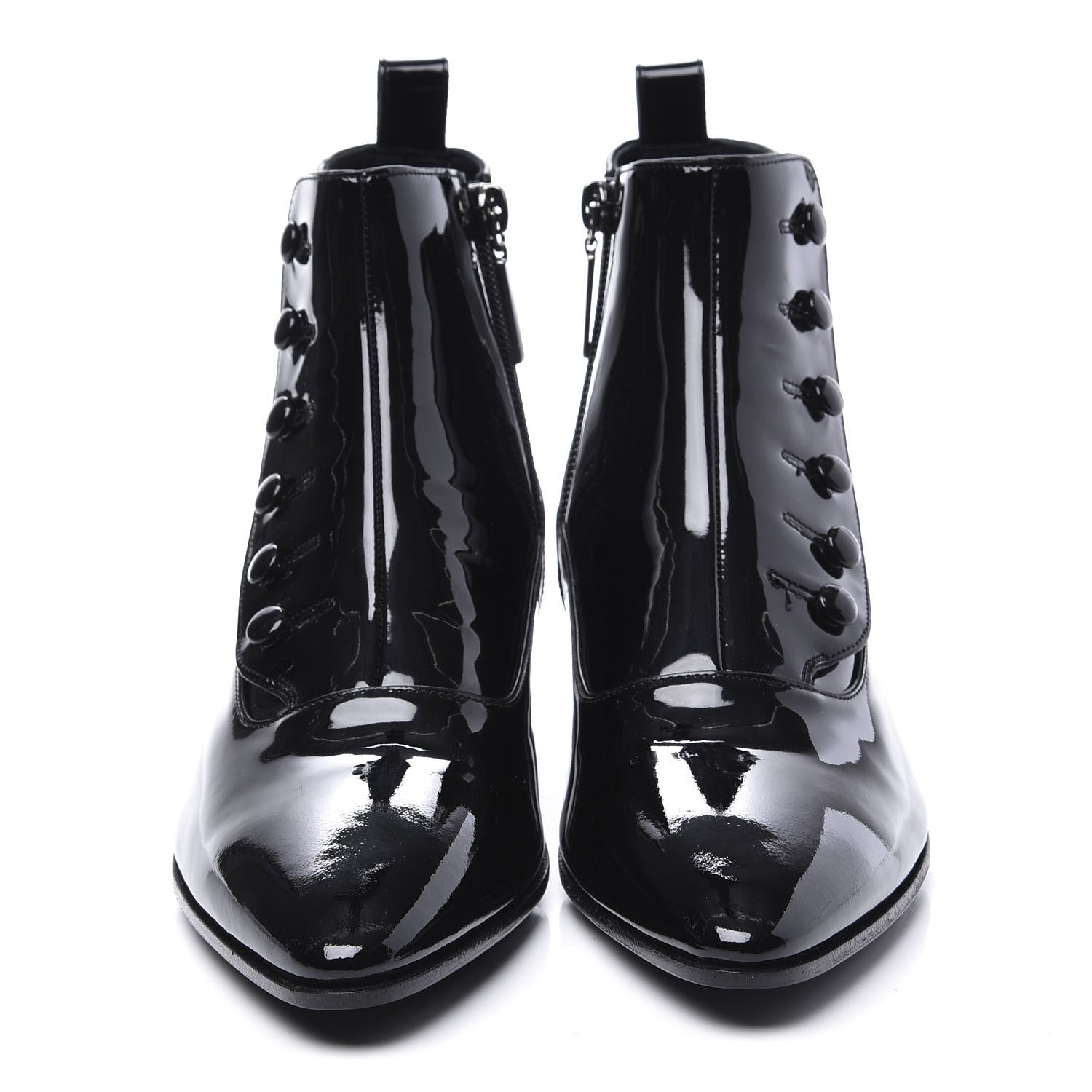 Saint Laurent Vernice Belle Button Ankle Boots 37 Black 2 of 11