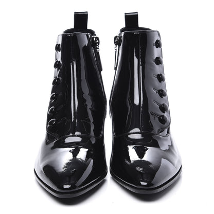 Saint Laurent Vernice Belle Button Ankle Boots 37 Black 2 of 11
