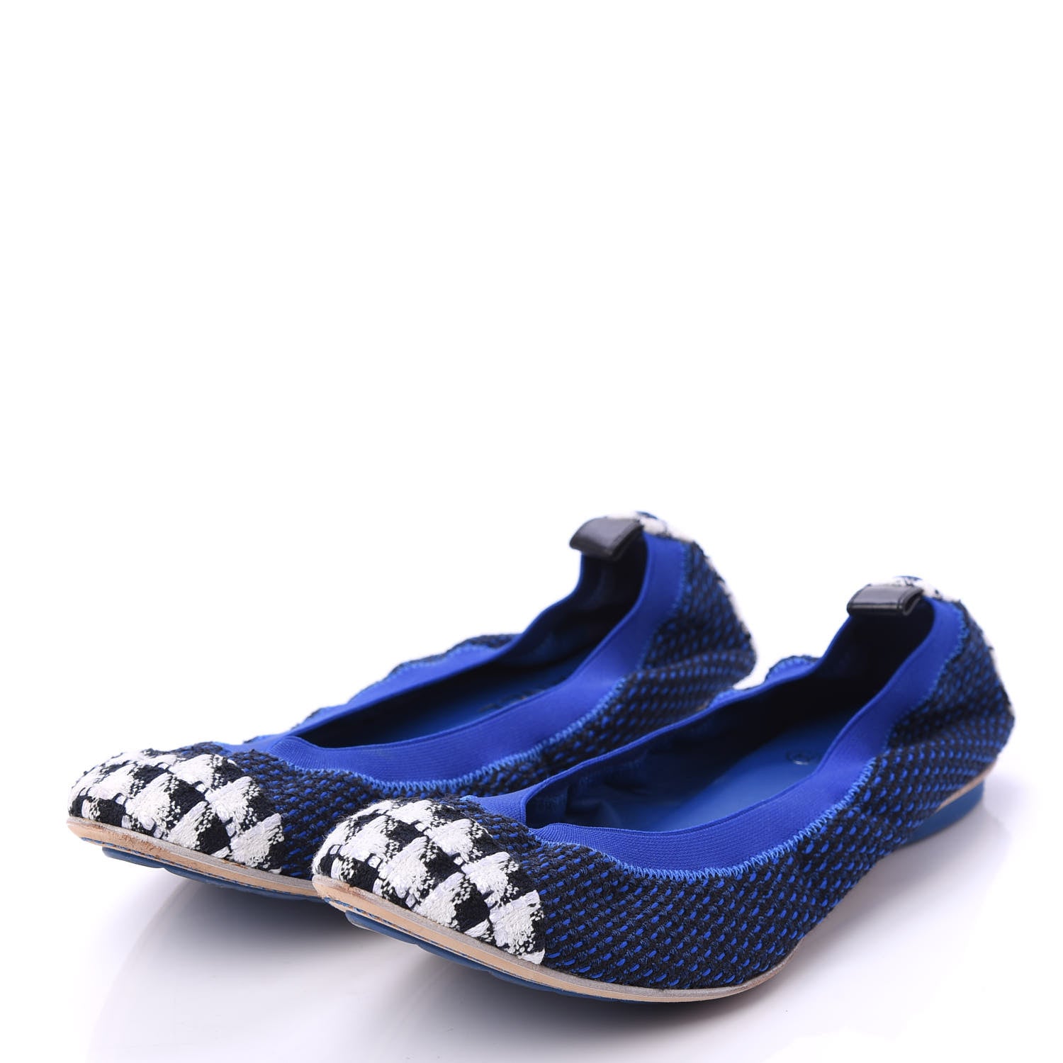 Chanel Tweed CC Elastic Cap Toe Ballerina Flats 40 Blue 3 of 10