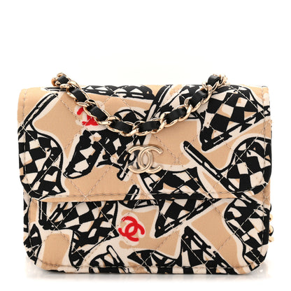 Chanel Canvas Check Flag Printed CC Clutch With Chain Beige Multicolor 1 of 11
