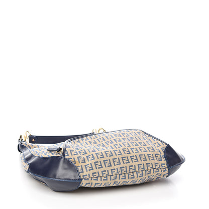 Fendi Zucchino Vitello Chef Hobo Beige Azzurro Blue 3 of 8