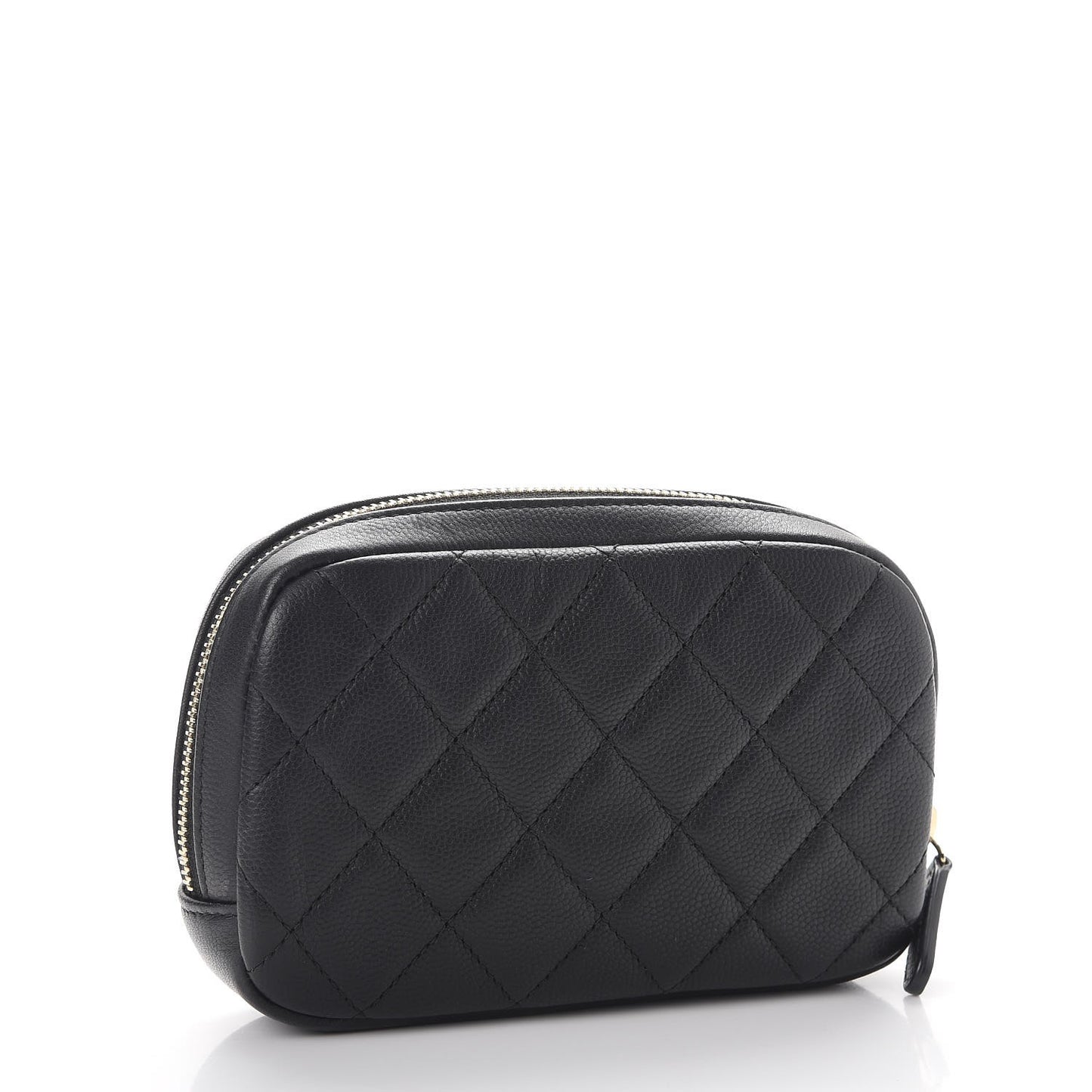Caviar Quilted Small Curvy Pouch Cosmetic Case Black