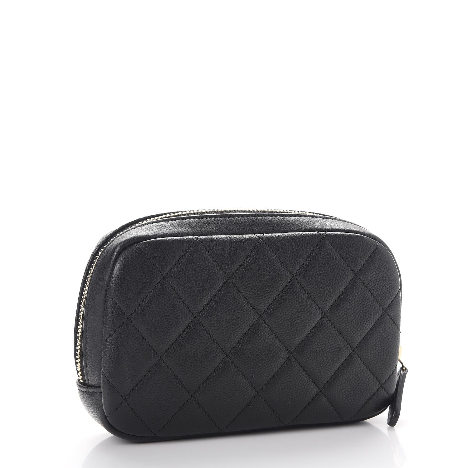Chanel Caviar Quilted Small Curvy Pouch Cosmetic Case Black 3 of 8