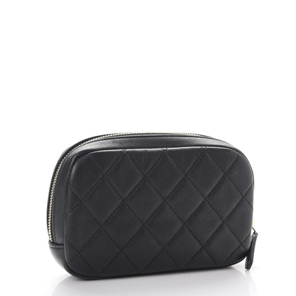 Chanel Caviar Quilted Small Curvy Pouch Cosmetic Case Black 3 of 8