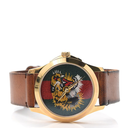 Gucci Stainless Steel Calfskin 38mm Le Marché Des Merveilles Tiger Quartz Watch 2 of 6