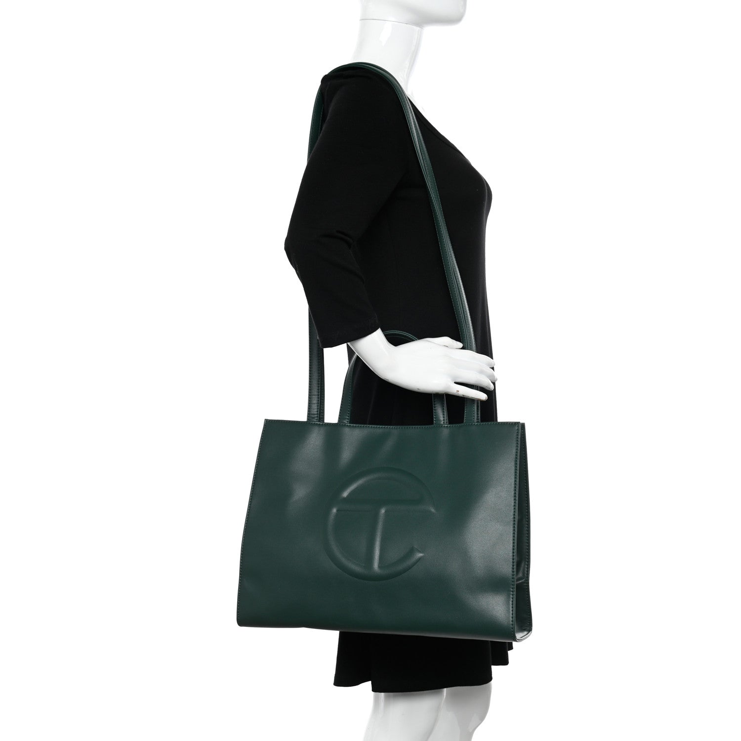 Telfar Vegan Leather Medium Shopping Bag Dark Olive 2 of 10