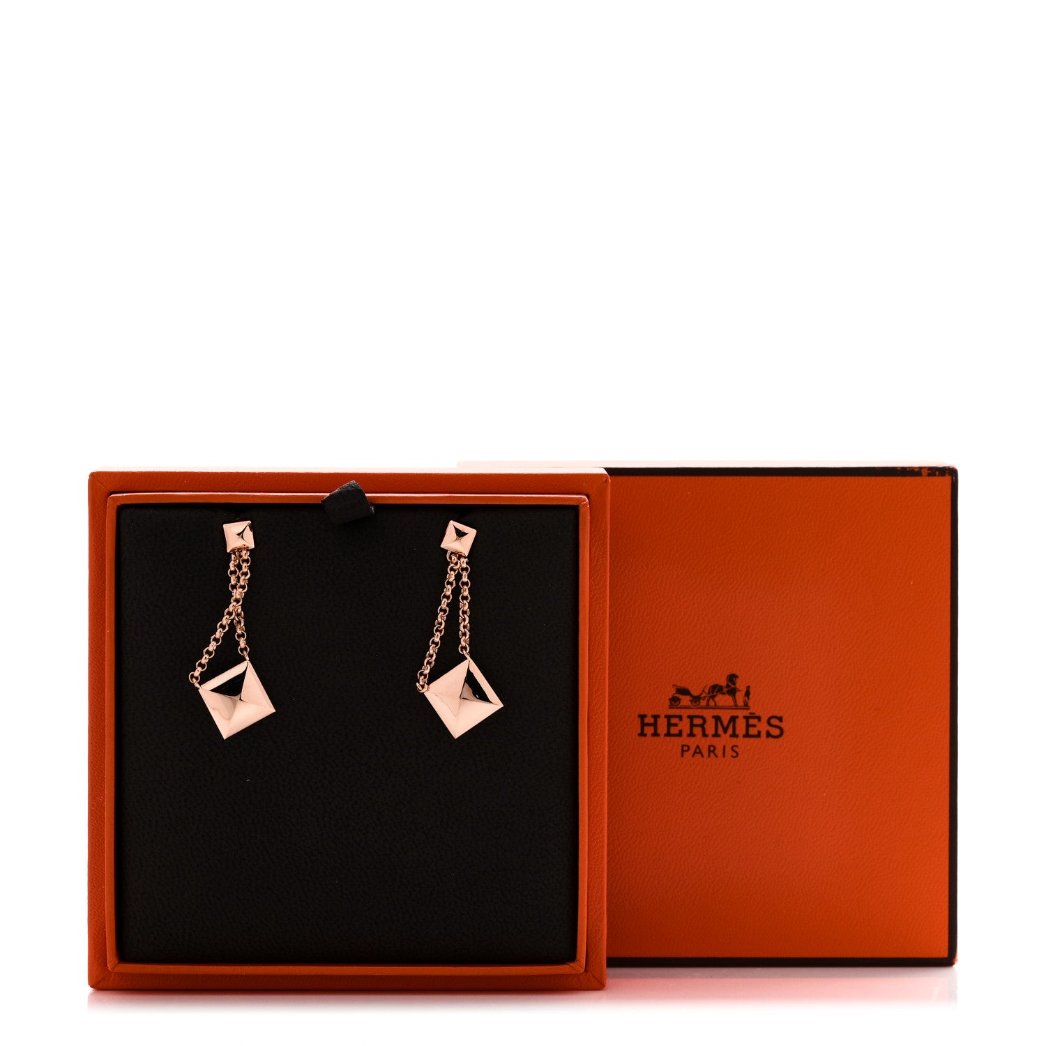 Hermes 18K Rose Gold Clou d'H Dangle Earrings 5 of 5