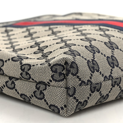 Gucci GG Supreme Monogram Web Flat Messenger Bag Navy 8 of 9