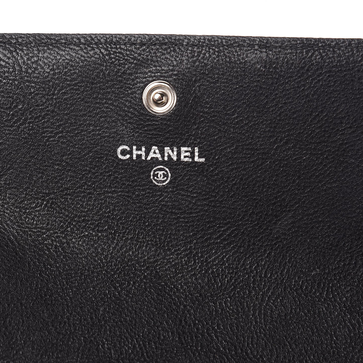 Calfskin Quilted Boy Chain Around Flap Wallet Black