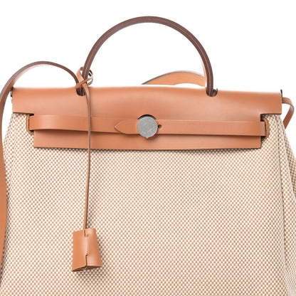 Hermes Vache Hunter Criss Viking Herbag Zip Retourne 31 PM Ecru Beige Naturel 9 of 16