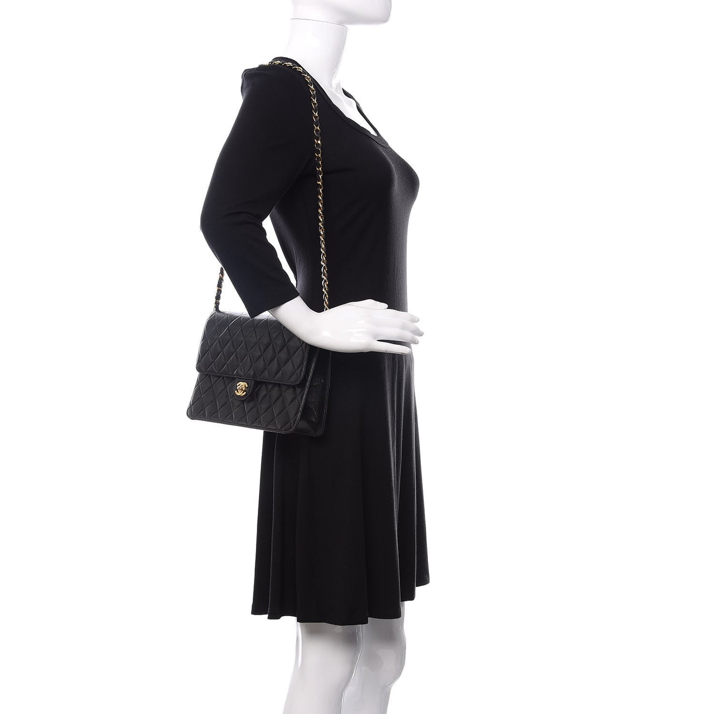 Lambskin Quilted Jumbo Single Flap Black