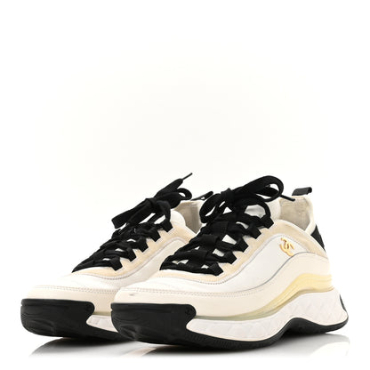 Chanel Velvet Calfskin Mixed Fibers CC Sneakers 39 Ivory Black 4 of 9
