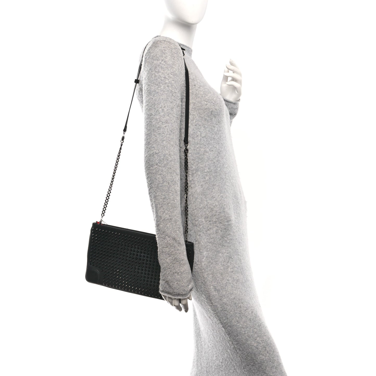 Calfskin Studded Loubiposh Clutch Black