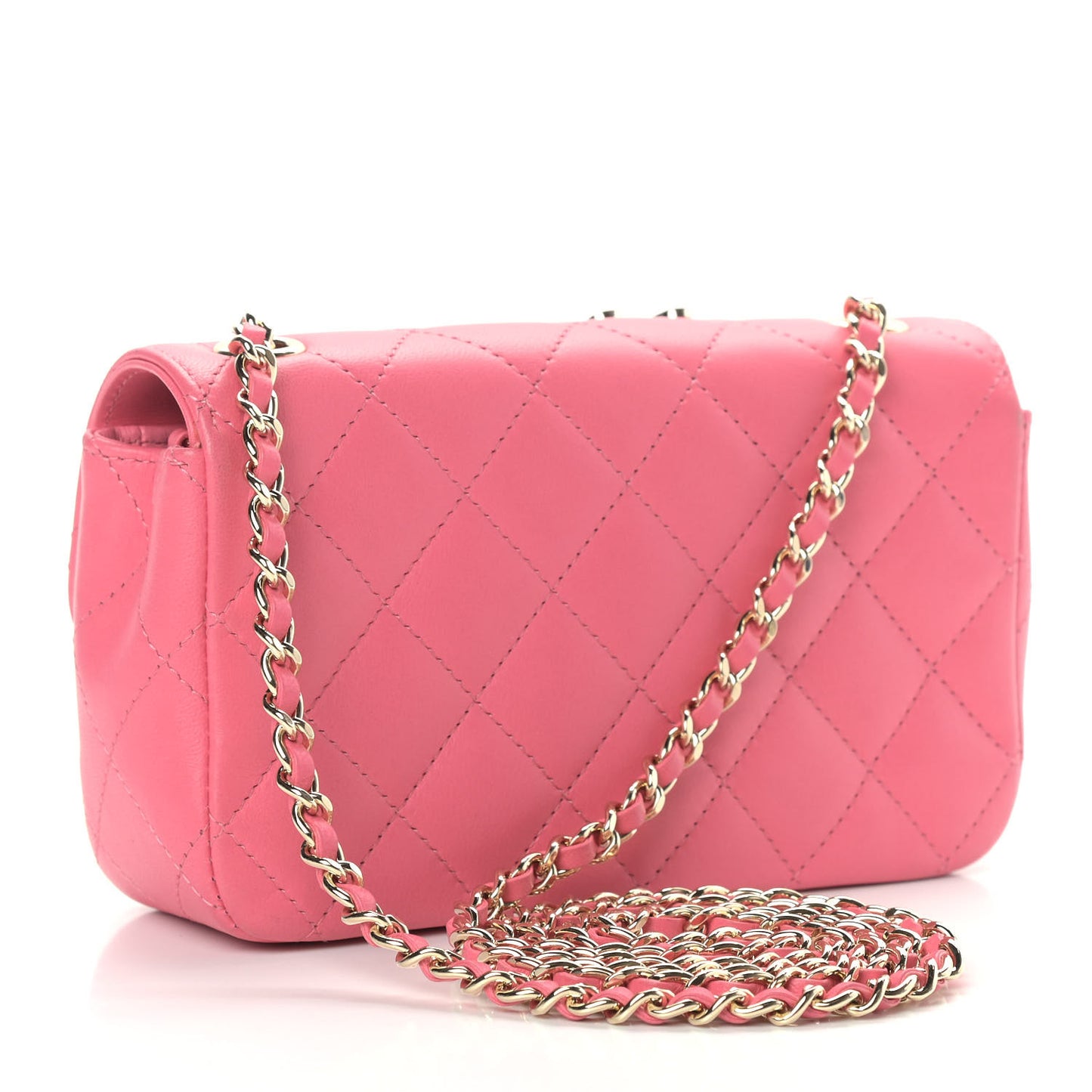 Lambskin Quilted Extra Mini V For Victory Flap Pink