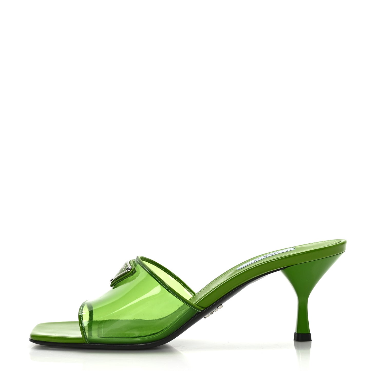 Plexiglass Vernice Metal Triangle Logo 65mm Slide Sandals 38 Mela