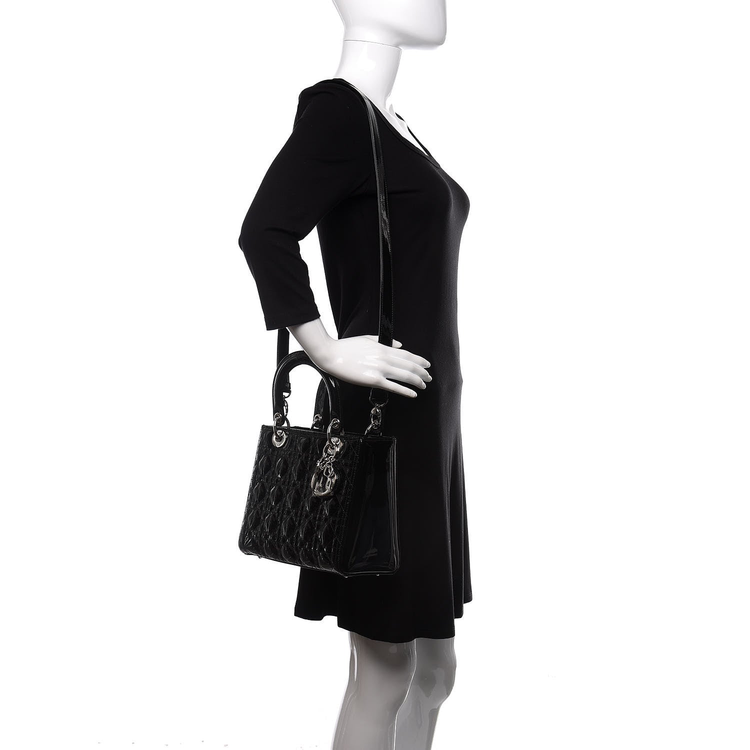 Christian Dior Patent Cannage Medium Lady Dior Black 2 of 10
