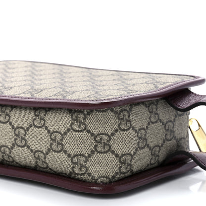 Gucci GG Supreme Monogram Textured Calfskin Retro Interlocking G Travel Pouch Beige Ebony Burgundy 10 of 11