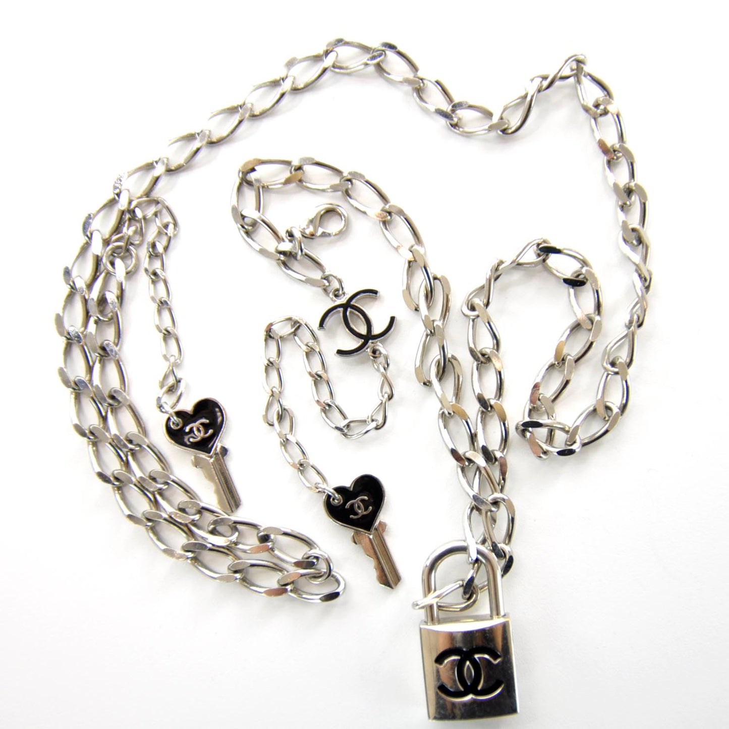 Chain Lock Charm Belt Silver