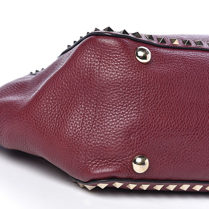 Valentino Garavani Pebbled Calfskin Medium Rockstud Tote Cremisi 7 of 14