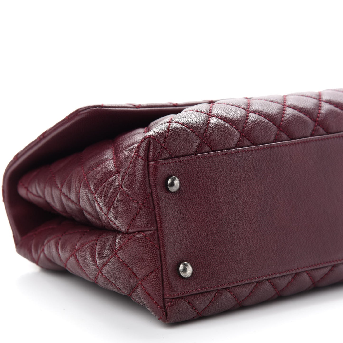 Caviar Quilted Medium Coco Handle Flap Burgundy