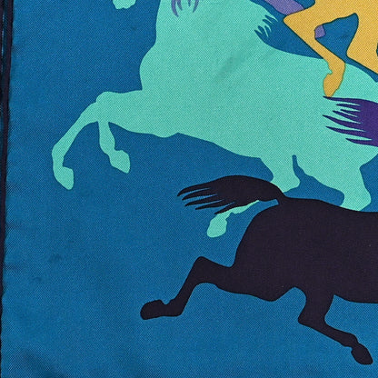 Hermes Silk Ex Libris En Camouflage Scarf 90 Canard Turquoise Violet 5 of 5