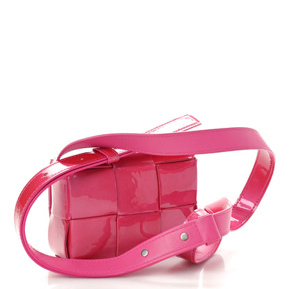 Bottega Veneta Metallic Patent Calfskin Maxi Intrecciato Extra Mini Cassette Crossbody Bag Pink 3 of 10