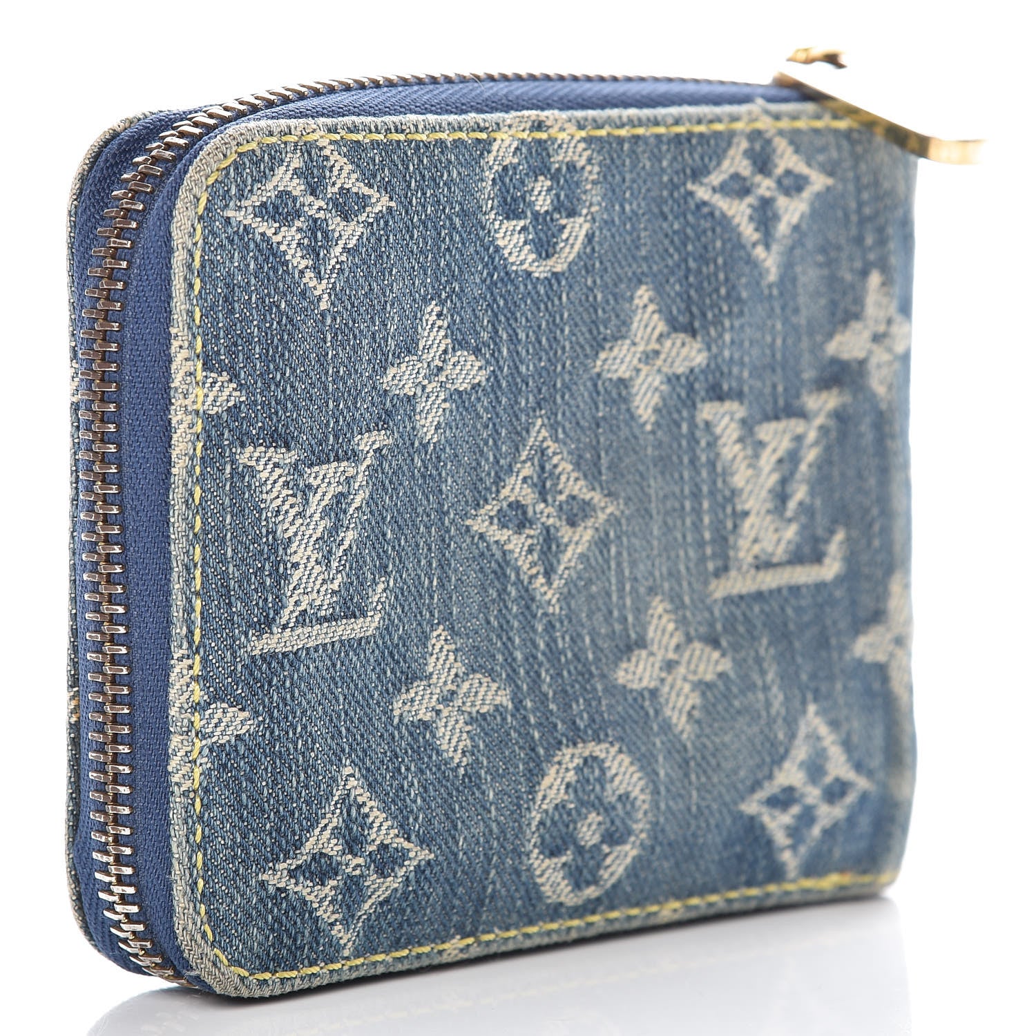 Louis Vuitton Denim Zip Compact Wallet Blue 3 of 14