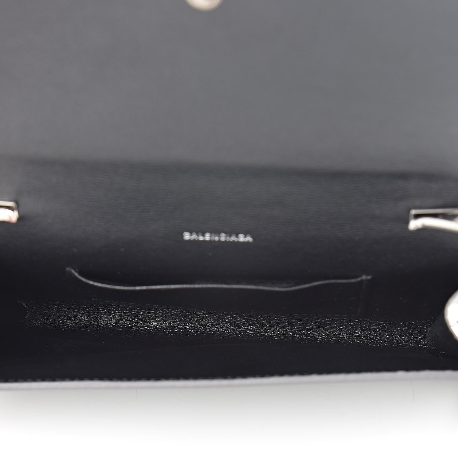 Balenciaga Metallic Grained Calfskin BB Phone Holder Wallet On Chain Silver 9 of 20