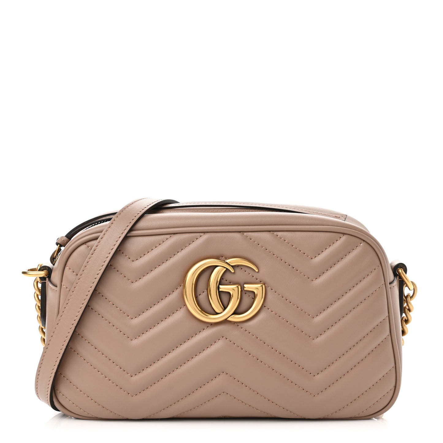Calfskin Matelasse Small GG Marmont Chain Shoulder Bag Porcelain Rose