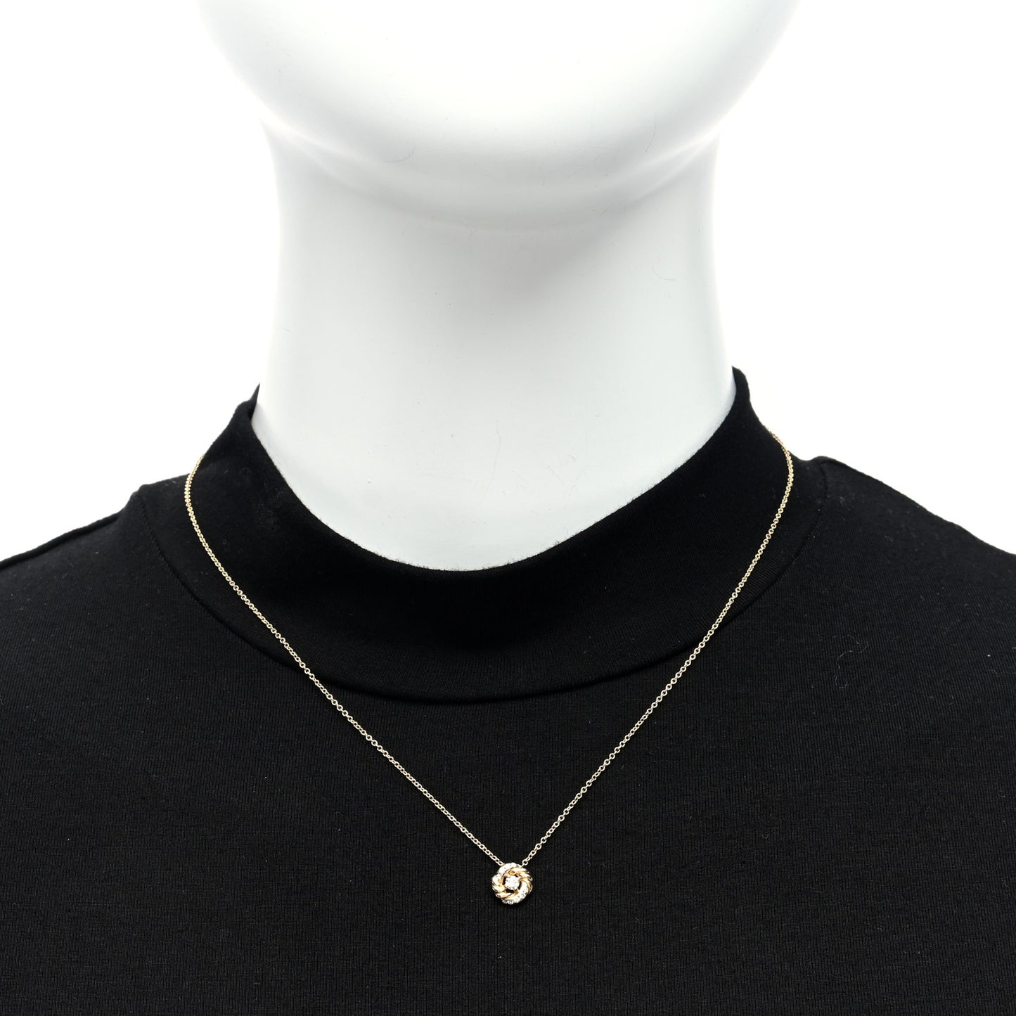 18K Yellow Gold Diamond 8mm Petite Infinity Pendant Necklace