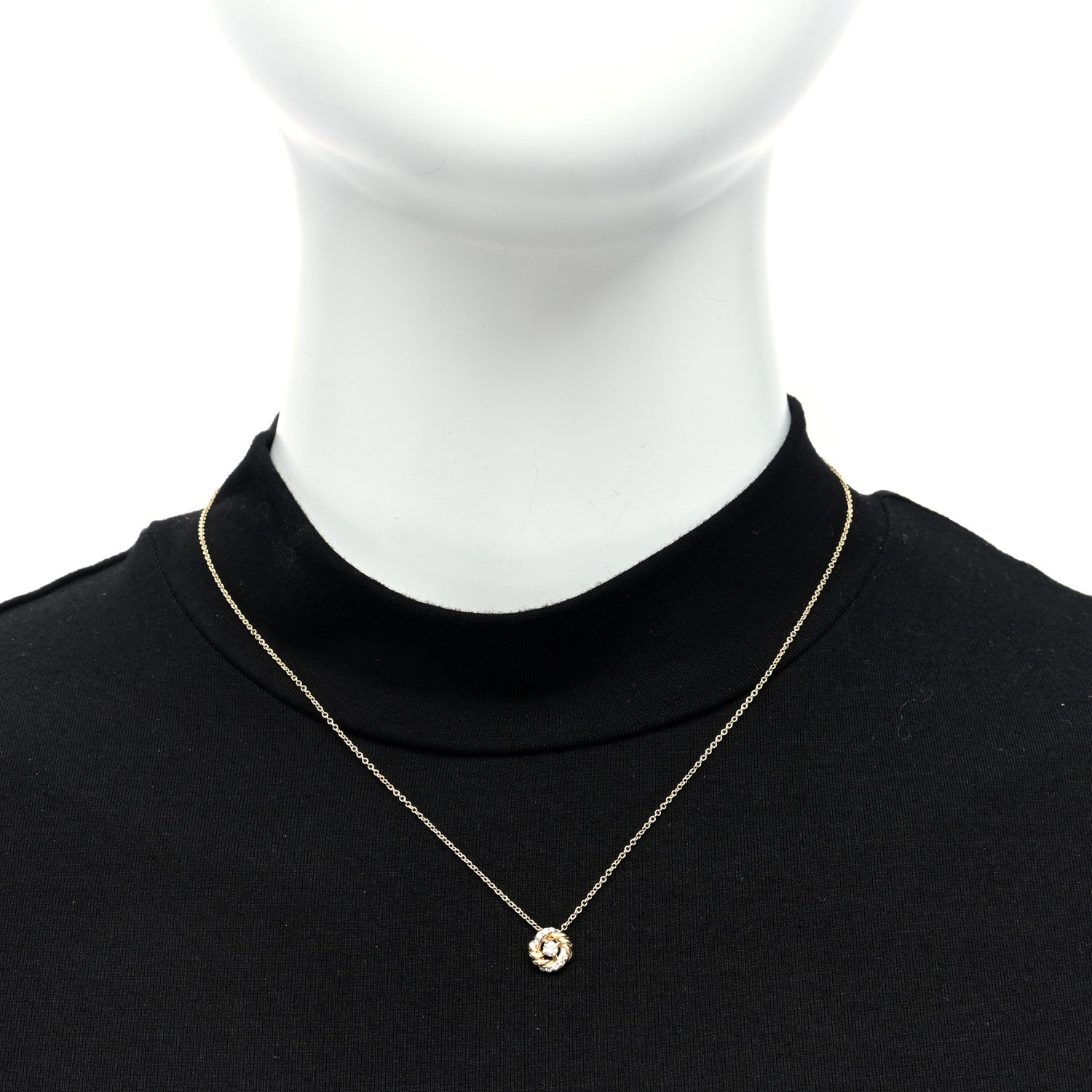 David Yurman 18K Yellow Gold Diamond 8mm Petite Infinity Pendant Necklace 2 of 4
