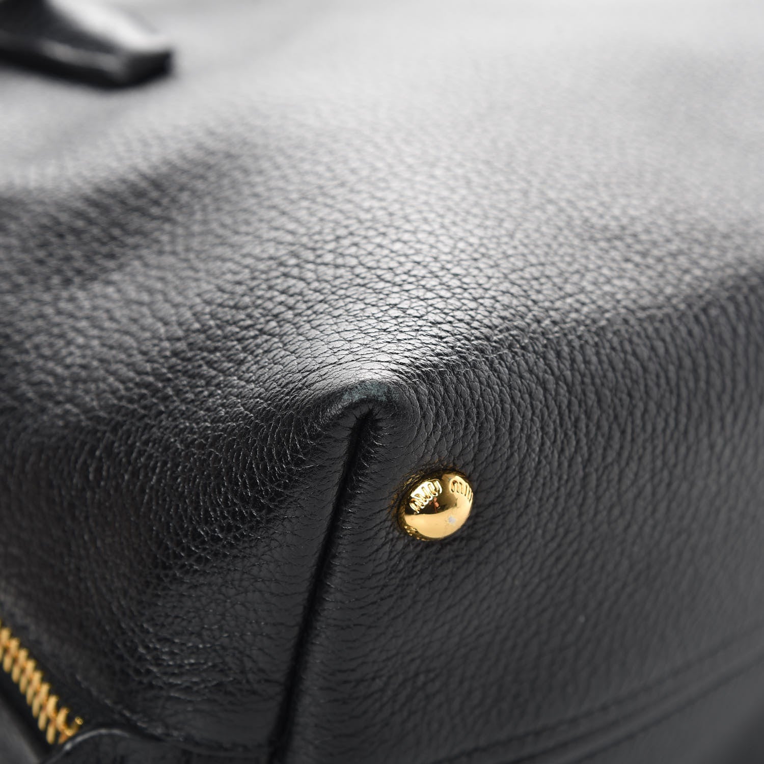 Miu Miu Goatskin Madras Zip Tote Black 13 of 15