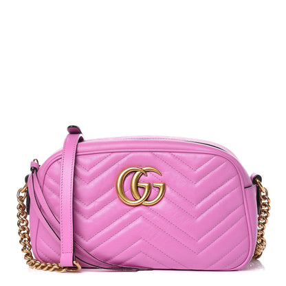 Gucci Calfskin Matelasse Small GG Marmont Chain Shoulder Bag Candy Mousse 1 of 11