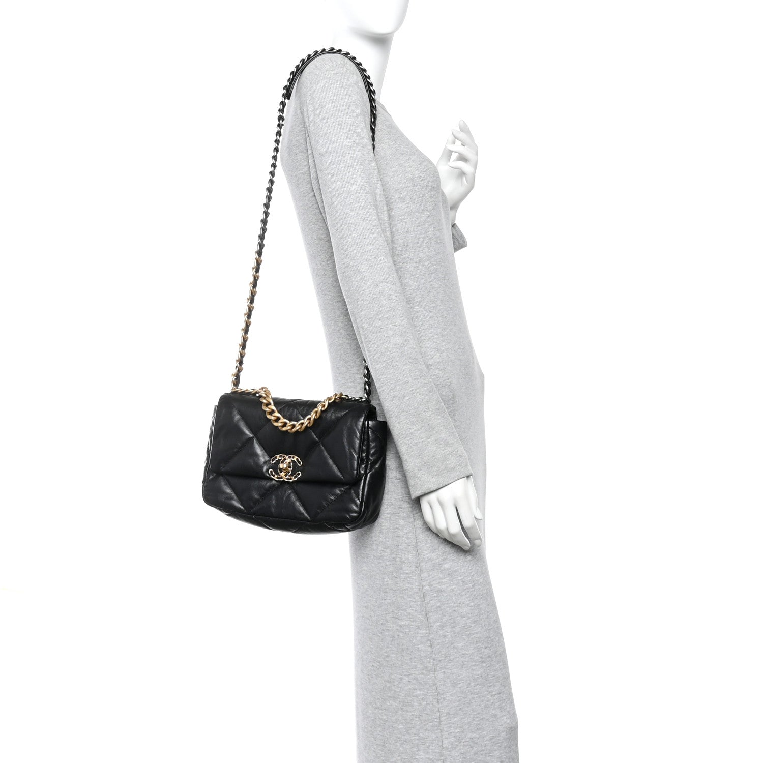 Chanel Goatskin Quilted Medium Chanel 19 Flap Black 2 of 12