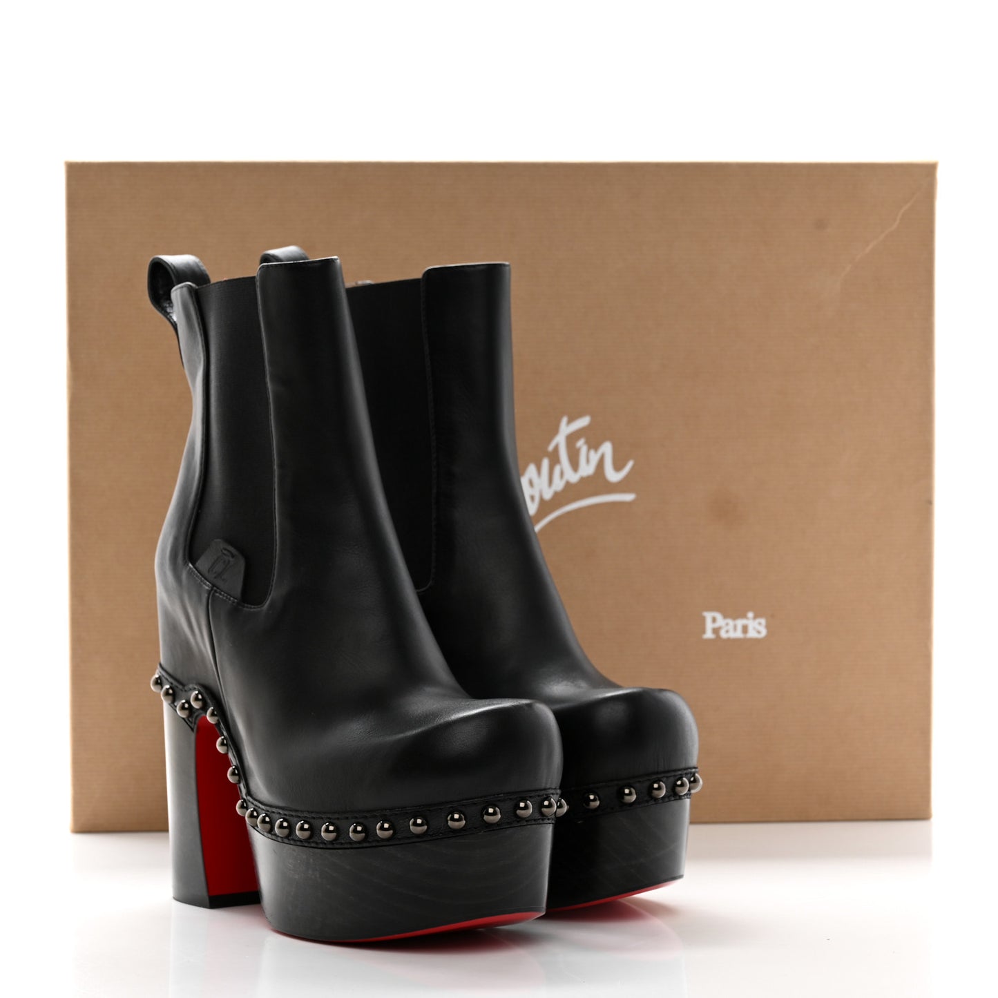 Calfskin Studded Joan 130 Booties 36.5 Black