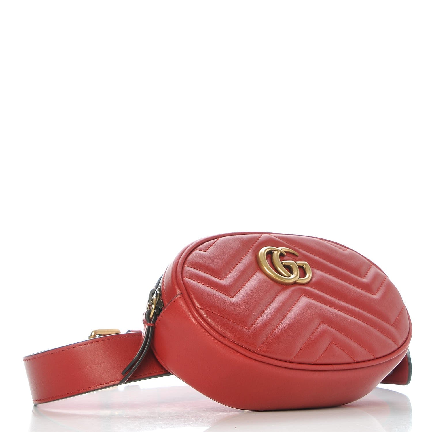 Gucci Calfskin Matelasse GG Marmont Belt Bag 85 34 Hibiscus Red 4 of 7