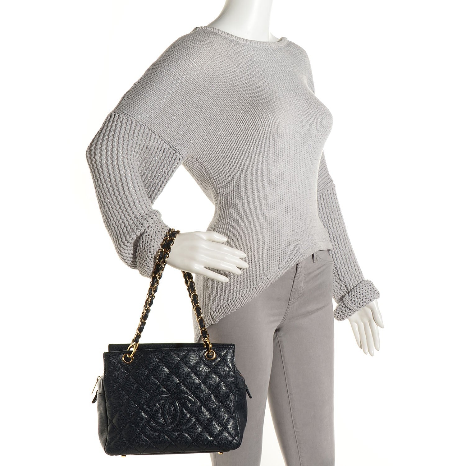 Chanel Caviar Quilted Petit Timeless Tote PTT Navy 2 of 7