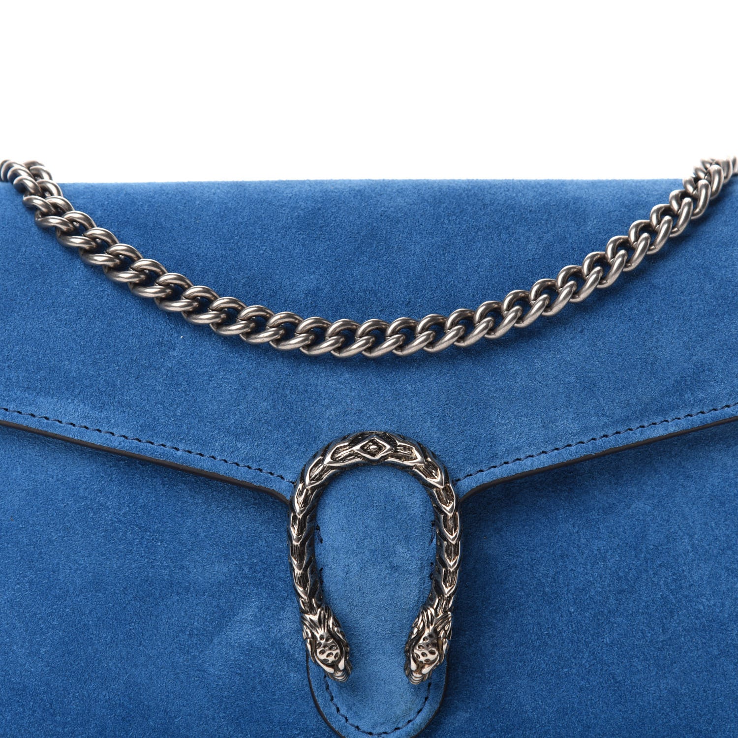 Gucci Suede Mini Dionysus Chain Wallet Blue 10 of 11