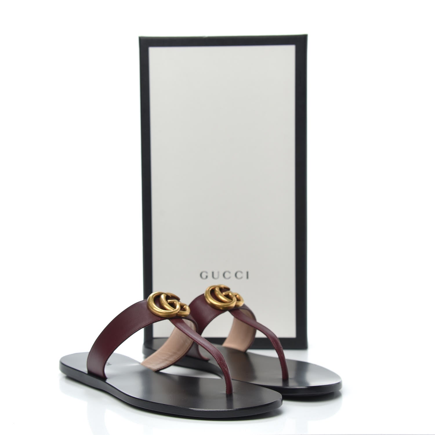 Gucci Calfskin GG Marmont Thong Sandals 38 Vintage Bordeaux 8 of 8
