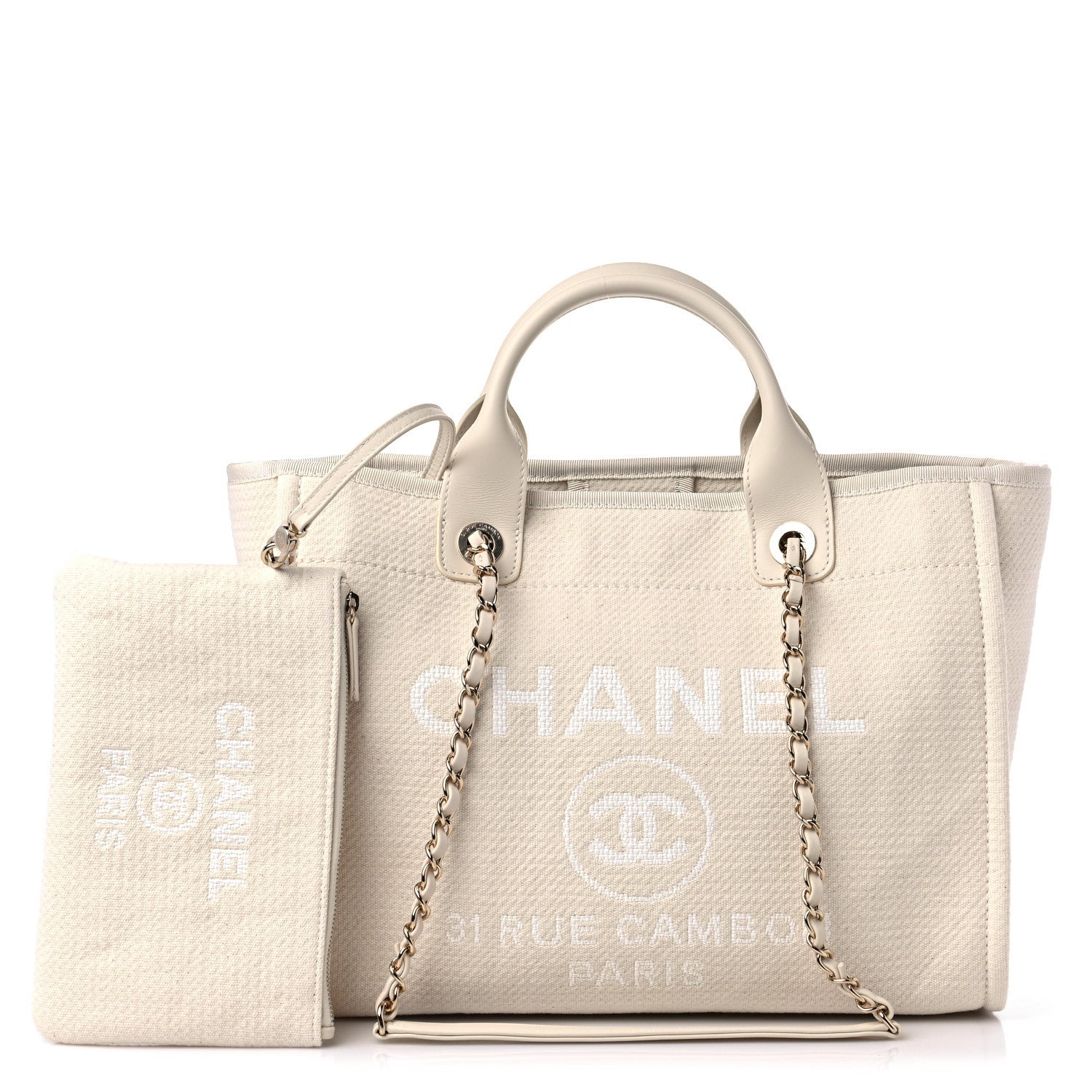 Chanel Mixed Fibers Small Deauville Tote White 1 of 10