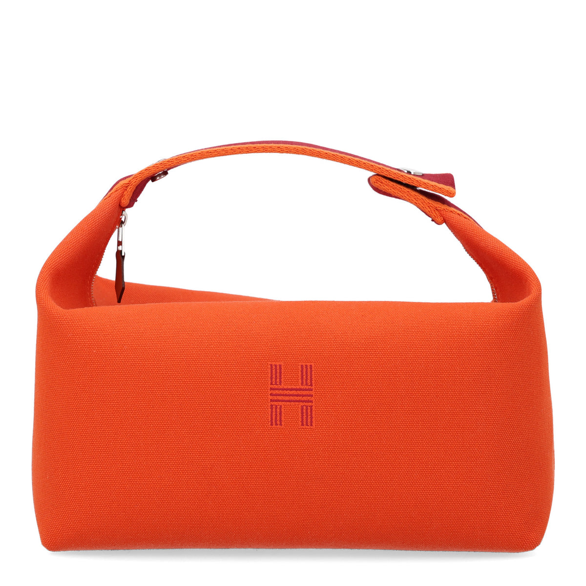 Hermes Canvas Large Bride-A-Brac Pouch Orange Feu Burgundy 1 of 9