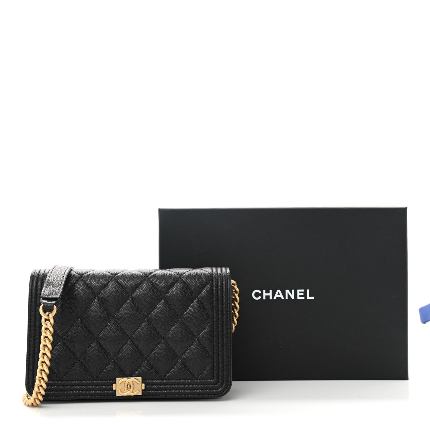 Chanel Caviar Quilted Boy Wallet On Chain WOC Black 13 of 13