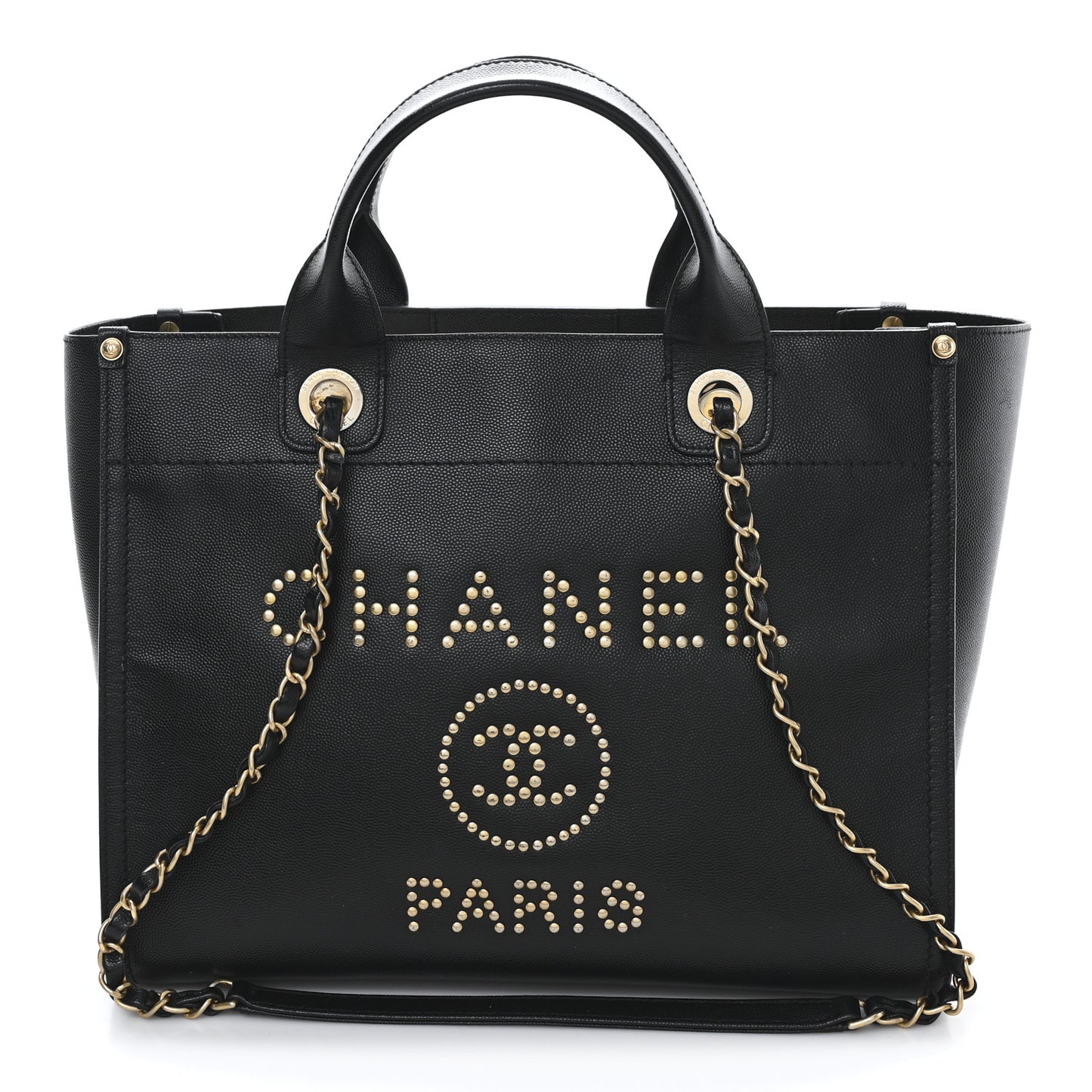 Caviar Small Studded Deauville Tote Black