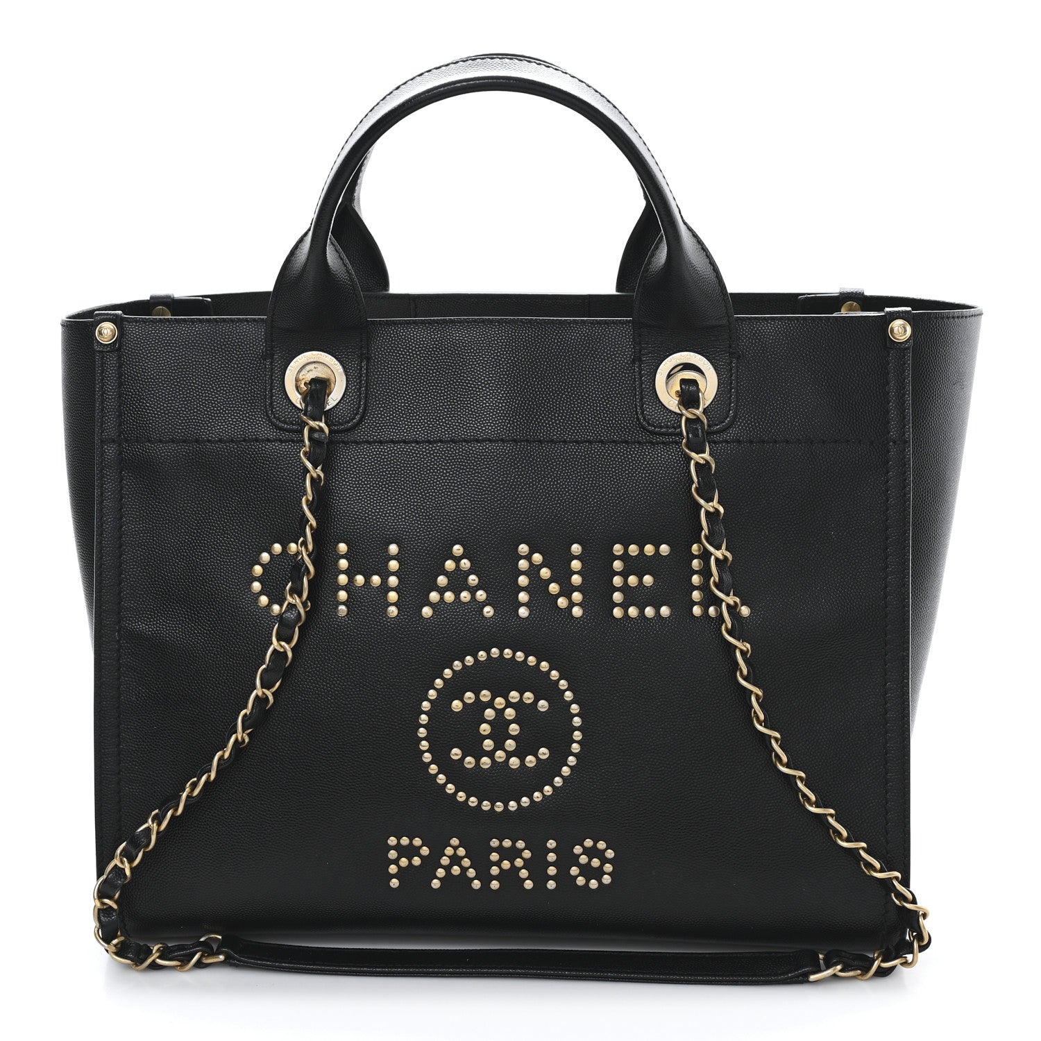 Chanel Caviar Small Studded Deauville Tote Black 8 of 11