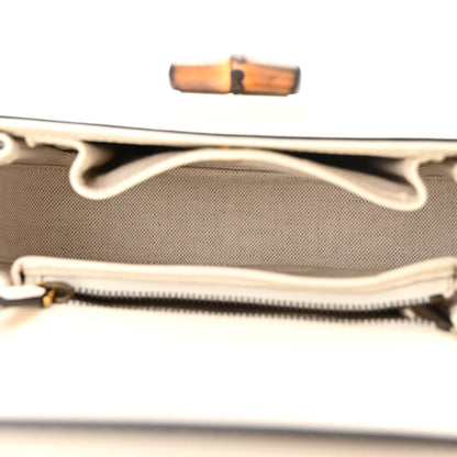 Gucci Boarded Dyana Lux Calfskin Web Small Bamboo 1947 Top Handle Bag Mystic White 6 of 12