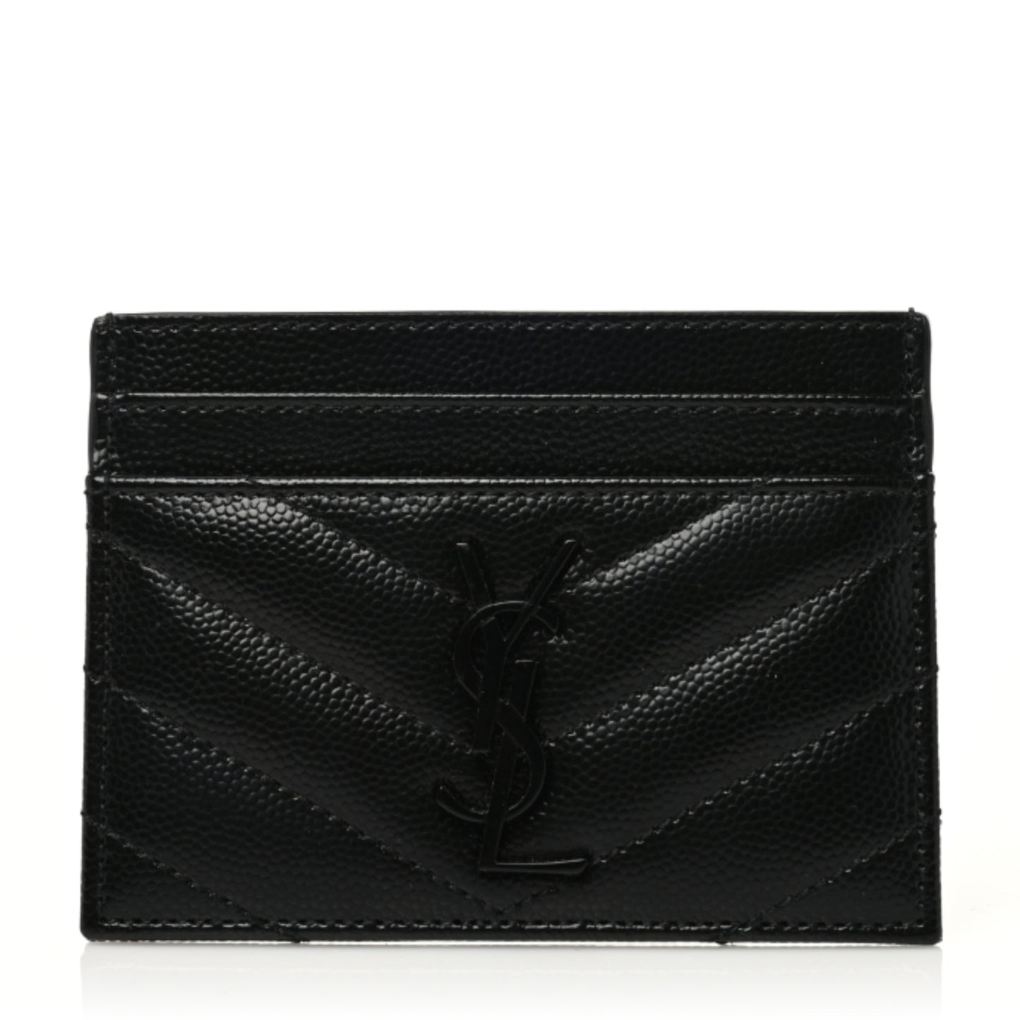 Grain De Poudre Matelasse Chevron Monochrome Monogram Credit Card Case Black
